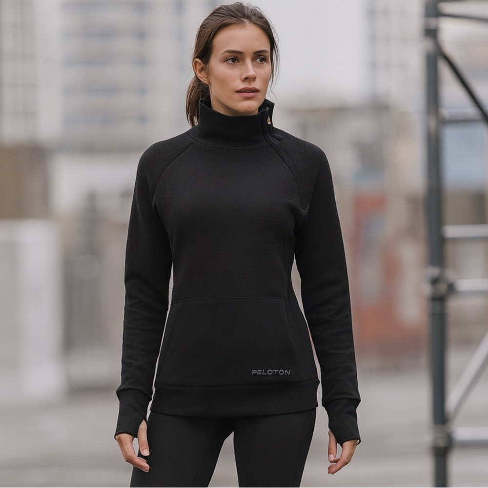 Peloton Incline Ribbed Side Zip Mock Neck Long Sleeve Sweatshirt Pullover Small